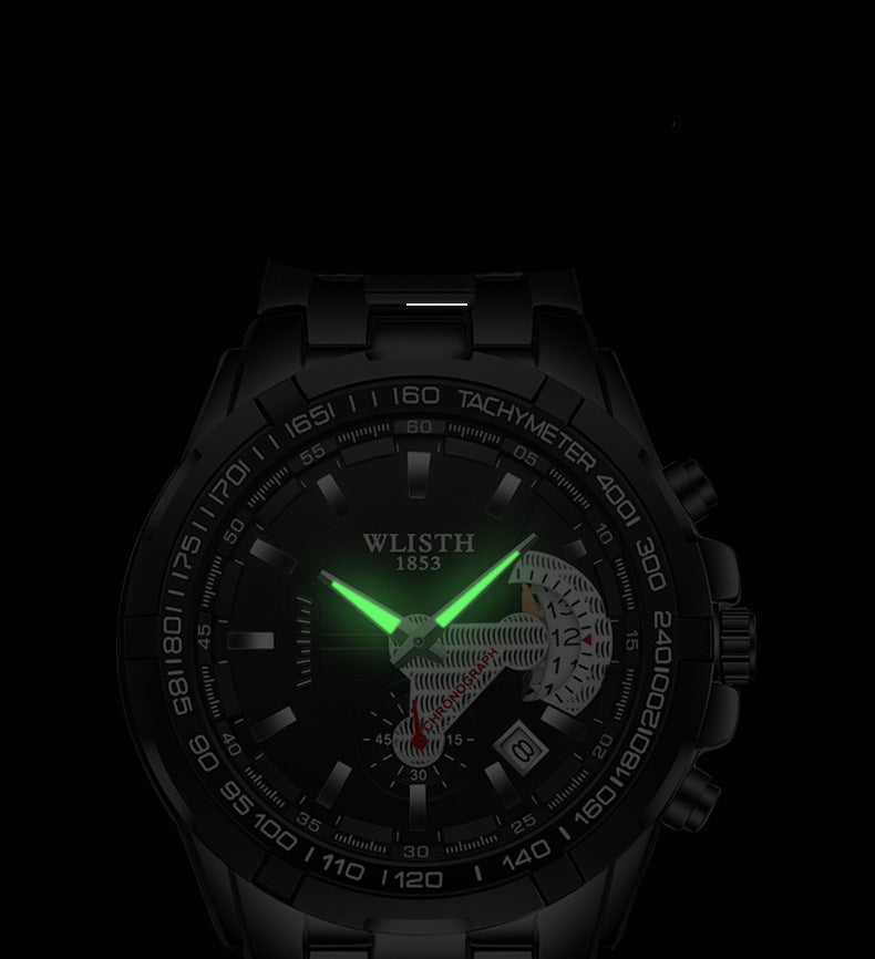 Reloj NORR con agujas luminosas en la oscuridad